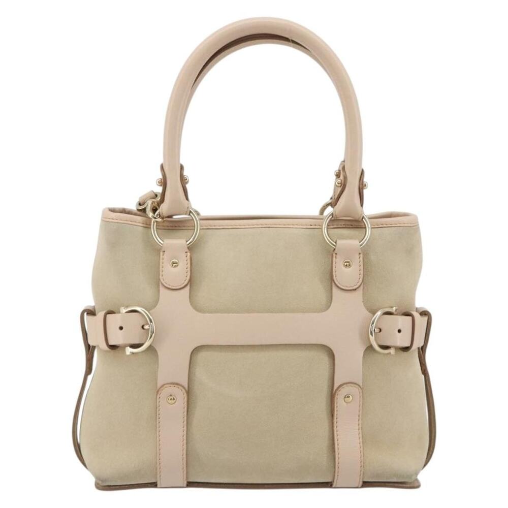 Salvatore Ferragamo Suede Vara Handbag Beige